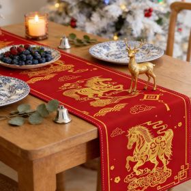 New Year Decorations, 13x47inch Chinese New Year Table Runner 2026 Years of The Horse 2026 Decorations