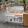 5 Pans + 2 Pots Commercial Food Warmer Steam Table With Undershelf Shield
