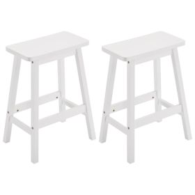 Pine Wood Saddle Seat Bar Stool White (Option: Defaulttitle)
