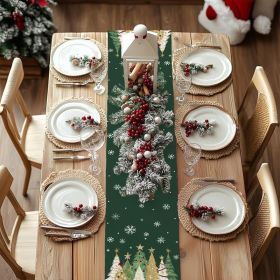 Christmas Table Runner 13x72 Inch, Xmas Trees Snowflakes Holiday Decorative Farmhouse Table Decoration for Kitchen Dinning (title: default title)