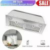 30" Built-In Insert Range Hood 600CFM Kitchen Vent LEDs Convertible Fan Sliver
